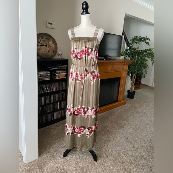 Banana Republic Floral Print Peasant Maxi Dress Size 0 Resort Wear Whimsigoth - Picture 2 of 12